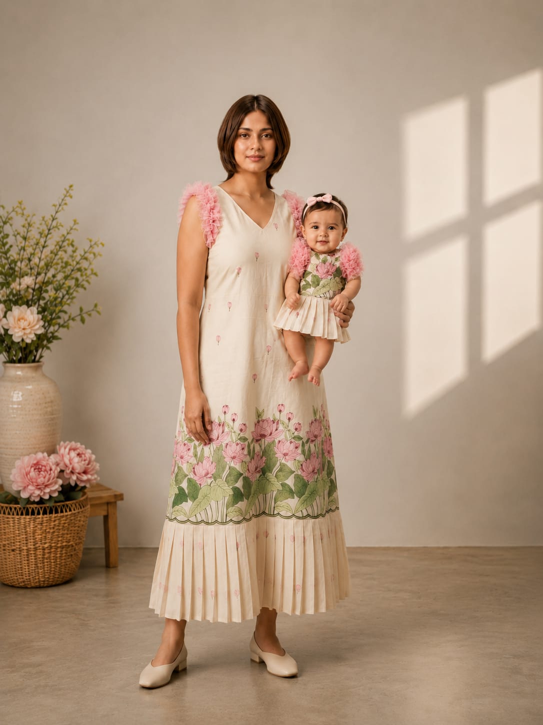 Beautifully together: Shared colours and floral details, with individual silhouettes.